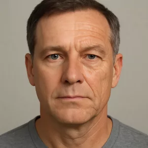 Image showing a male with elastosis effecting one side of the face, caused from over exposure to UV radiation